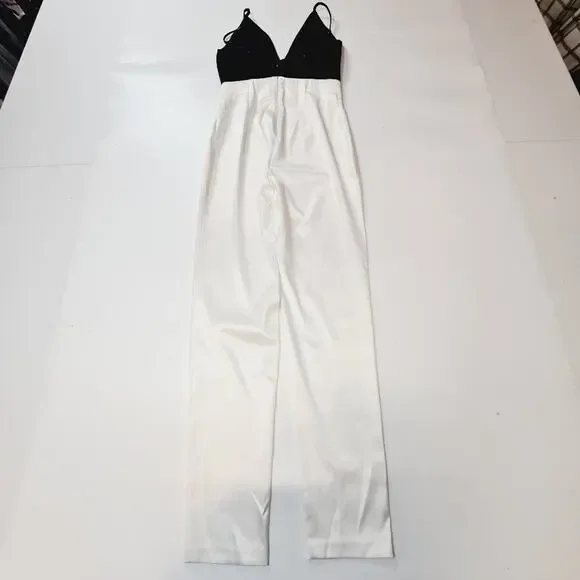 NBD Quenby Jumpsuit in Black & Ivory XS
